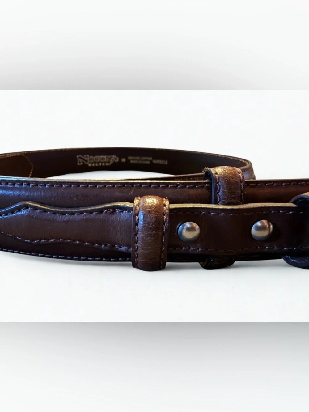 Nocona Genuine Leather Belt Brown with Western Buckle 36